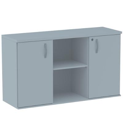 Armário Baixo Credenza Pe25 Pandin 121,50 Cm (Largura) Em Mdp Liso Cinza Com Duas Portas