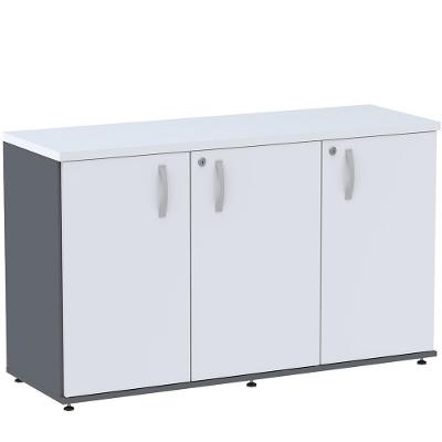 Armário Baixo Credenza Pe25 Pandin 121,50 Cm (Largura) Em Mdp Grafito E Branco Com Três Portas