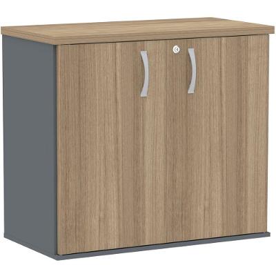 Armário Baixo Pe25 Pandin 80 Cm (Largura) Em Mdp Noce Naturalle E Grafito Com Duas Portas