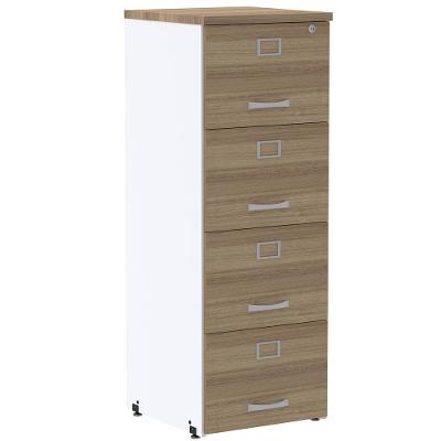 Armário De Arquivo Oficio Pe25 Pandin 45,70 Cm Em Mdp Noce Noce Naturalle E Branco 4 Gavetas