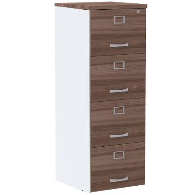 Armário De Arquivo Oficio Pe25 Pandin 45,70 Cm (Largura) Em Mdp Walnut E Branco 4 Gavetas