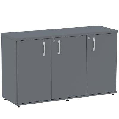 Armário Baixo Credenza Pe25 Pandin 121,50 Cm (Largura) Em Mdp Grafito Com Três Portas