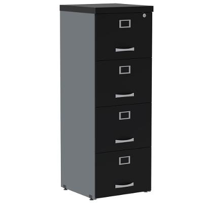 Armário De Arquivo Oficio Pe25 Pandin 45,70 Cm (Largura) Em Mdp Grafito E Preto Com 4 Gavetas