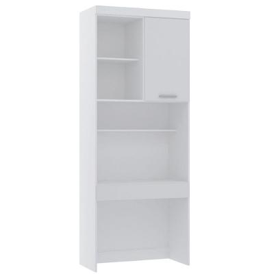 Bancada De Estudos Modulada 90cm 1 Porta Alpes Luciane Móveis Branco Pf Com Branco Pf