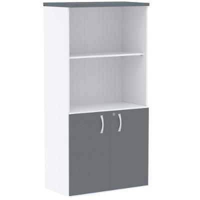Armário Misto Pe25 Pandin 79,20 Cm Em Mdp Branco E Grafito Com Duas Portas E Prateleira Superior