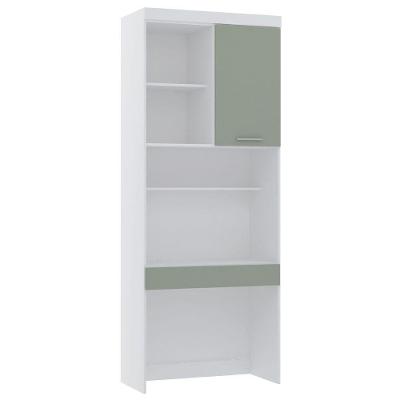 Bancada De Estudos Modulada 90cm 1 Porta Alpes Luciane Móveis Branco Pf Com Verde Pf