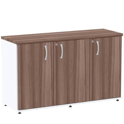 Armário Baixo Credenza Pe25 Pandin 121,50 Cm (Largura) Em Mdp Walnut E Branco Com Três Portas