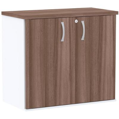 Armário Baixo Pe25 Pandin 80 Cm (Largura) Em Mdp Walnut E Branco Com Duas Portas