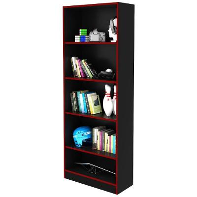 Armário Prateleiras Escritório Me4141 Preto/Vermelho
