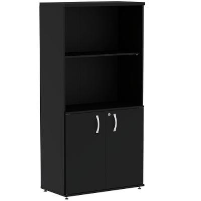 Armário Misto Pe25 Pandin 79,20 Cm (Largura) Em Mdp Liso Preto Com Duas Portas E Prateleira Superior