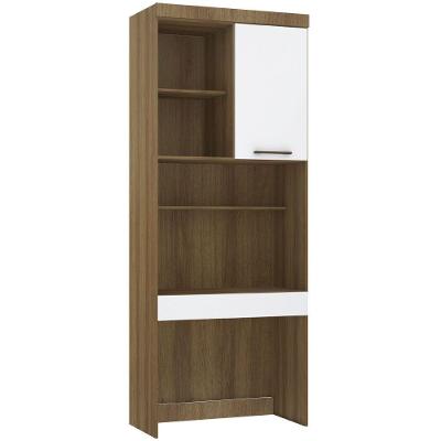 Bancada De Estudos Modulada 90cm 1 Porta E 1 Gaveta Paris Luciane Móveis Avelã Pf Com Branco Pf