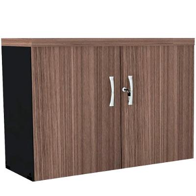 Armário Baixo Pe40 Pandin 79,20 Cm (Largura) Em Mdp Walnut E Preto Com Duas Portas