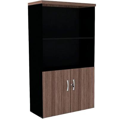 Armário Misto Pe40 Pandin 80 Cm (Largura) Em Mdp Walnut E Preto Duas Portas E Prateleira Superior