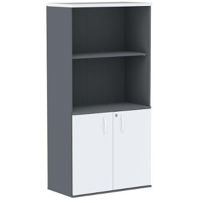 Armário Misto Pe25 Pandin 79,20 Cm Em Mdp Grafito E Branco Com Duas Portas E Prateleira Superior