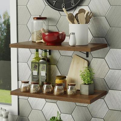 Kit 2 Prateleiras Suspensas Para Cozinha Madesa 60 Cm Com Mão Francesa - Rustic Rustic