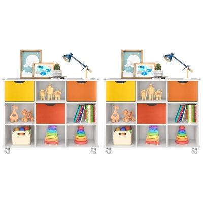 Kit 2 Nichos Organizadores Com Rodízios Toys Q01 3 Gavetas Branco Colorido