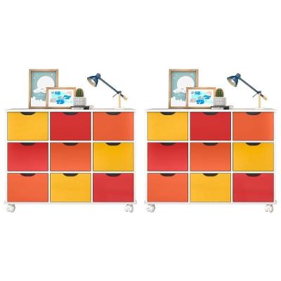Kit 2 Nichos Organizadores 9 Gavetas Com Rodízios Toys Q01 Branco Colorido