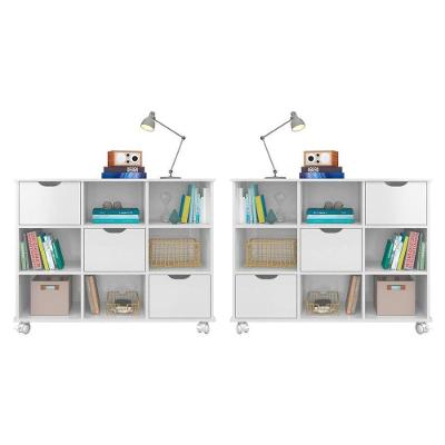 Kit 2 Nichos Organizadores Com Rodízios Toy 3 Gavetas Branco