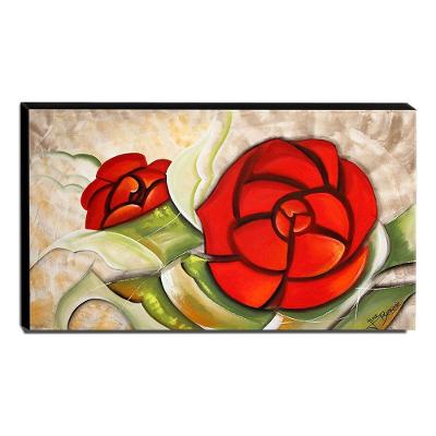 Quadro De Pintura Rosa Estilizada 60X105Cm-1324