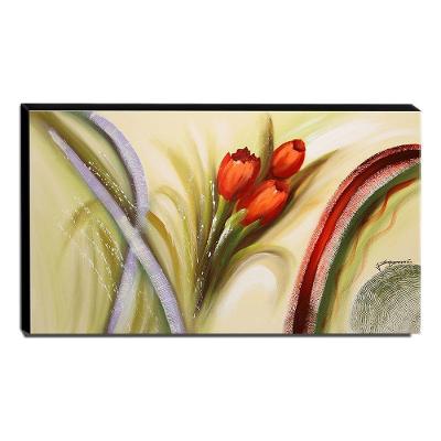 Quadro De Pintura Tulipas Vermelhas 60X105Cm-1456