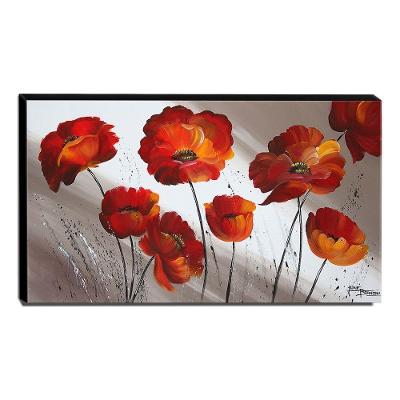 Quadro De Pintura Papoulas Tulipas 60X105Cm-1517