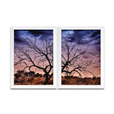 Quadro Mosaico Paisagem Entardecer Peças A3 Branca