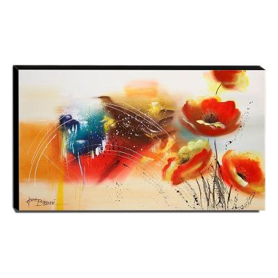 Quadro De Pintura Papoulas 60X105Cm-1467