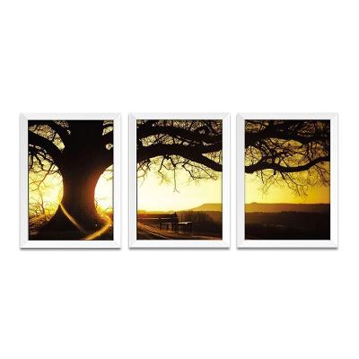 Quadro Mosaico Entardecer Árvore Peças A4 Branca
