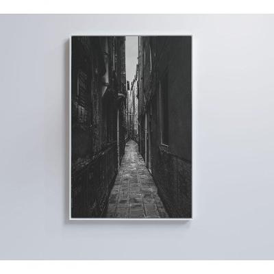 Quadro Viela Preto E Branco 60x90 Cm Vidro Impresso