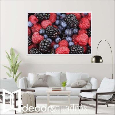 Quadro Frutas Vermelhas 90x60 Cm Vidro Impresso