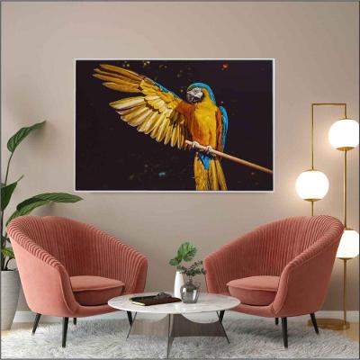 Quadro Arara Azul 60x40 Cm Vidro Impresso