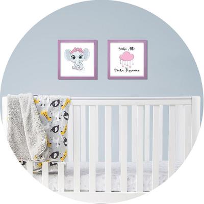 Kit 2 Quadro Infantil Elefanta Menina 1