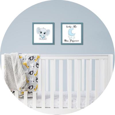 Kit 2 Quadro Infantil Elefante Menino 1