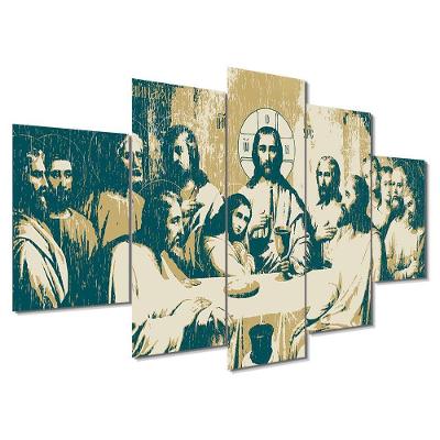 Kit 5 Placa Quadro 3d Borda Infinita Santa Ceia 2