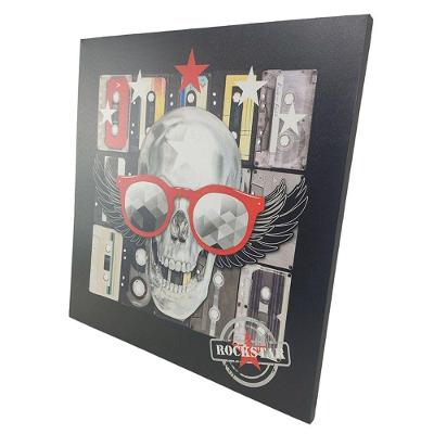 Quadro Caveira Rockstar 50x50 Moldura Banda Musica Quarto Sala Parede Decoraçao Enfeite