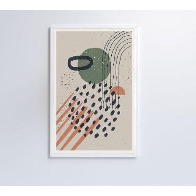 Quadro Abstrato Circulo, Linhas E Pontos 60x40 Cm Vidro Impresso