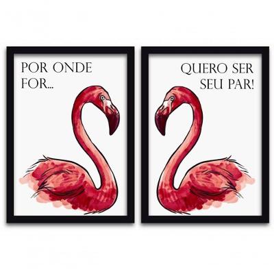 Conjunto Quadros 2pçs 40X60 Quero Ser Seu Par Moldura Preta