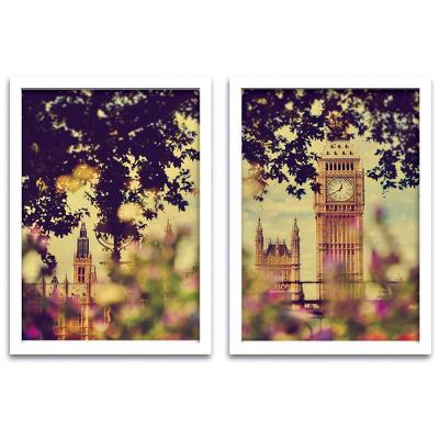 Conjunto Quadros 2pçs 40X60 Londres Moldura Branca