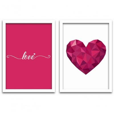 Conjunto Quadros 2pçs 40X60 Love Moldura Branca