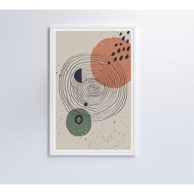 Quadro Abstrato Circulo E Pontos 2 90x60 Cm Tecido Canvas