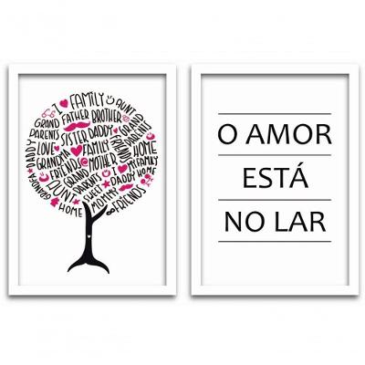 Conjunto Quadros 2pçs 40X60 Amor No Lar Moldura Branca