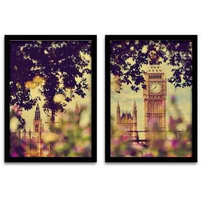 Conjunto Quadros 2pçs 40X60 Londres Moldura Preta
