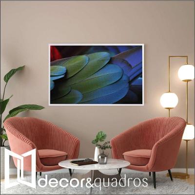Quadro Penas Verdes 120x80 Cm Tecido Canvas