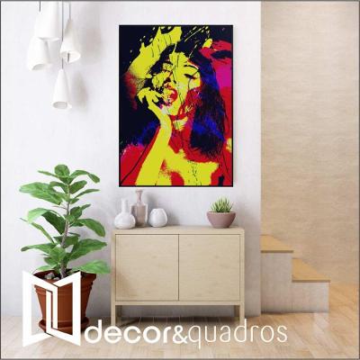 Quadro Mulher Colorida 80x120 Cm Tecido Canvas