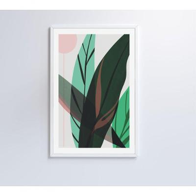 Quadro Pintura Folha Verde 80x120 Cm Vidro Impresso