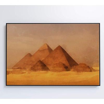 Quadro Pintura Pirâmides 90x60 Cm Vidro Impresso