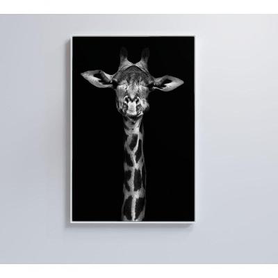 Quadro Girafa Preto E Branco 40x60 Cm Tecido Canvas