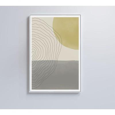 Quadro Abstrato Circulo, Linhas E Retângulo 90x60 Cm Tecido Canvas