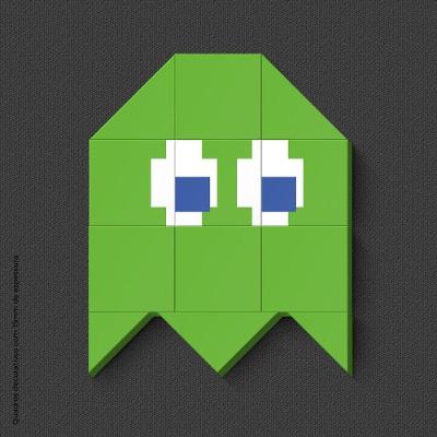 Fantasminha Verde Quadro Com 12 Peças 15Mm Ultra-Brilho