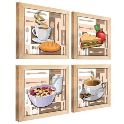 Quadro Cozinha Café Padaria Copa 20X20Cm Kit 4 Un Mel